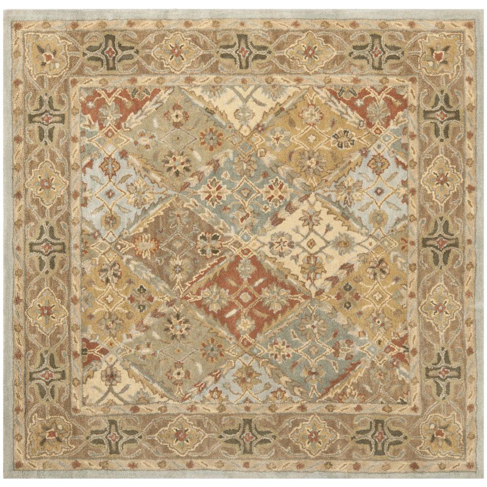 HERITAGE, LIGHT BLUE / LIGHT BROWN, 6' X 6' Square, Area Rug