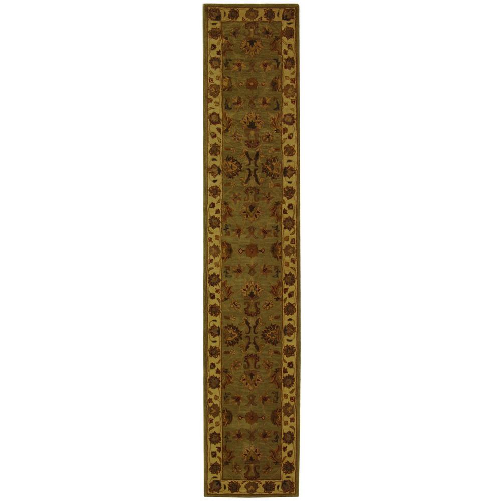 HERITAGE, GREEN / GOLD, 2'-3" X 12', Area Rug
