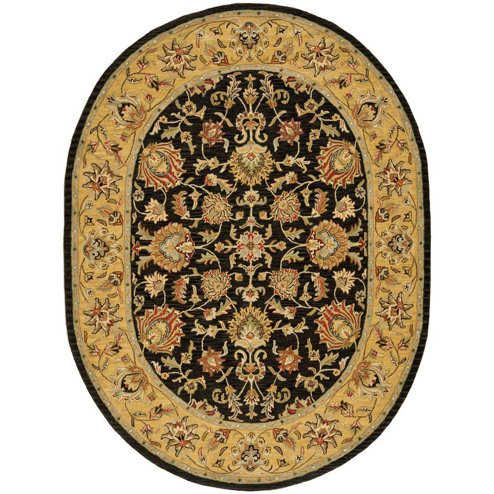 HERITAGE, CHARCOAL / GOLD, 7'-6" X 9'-6" Oval, Area Rug