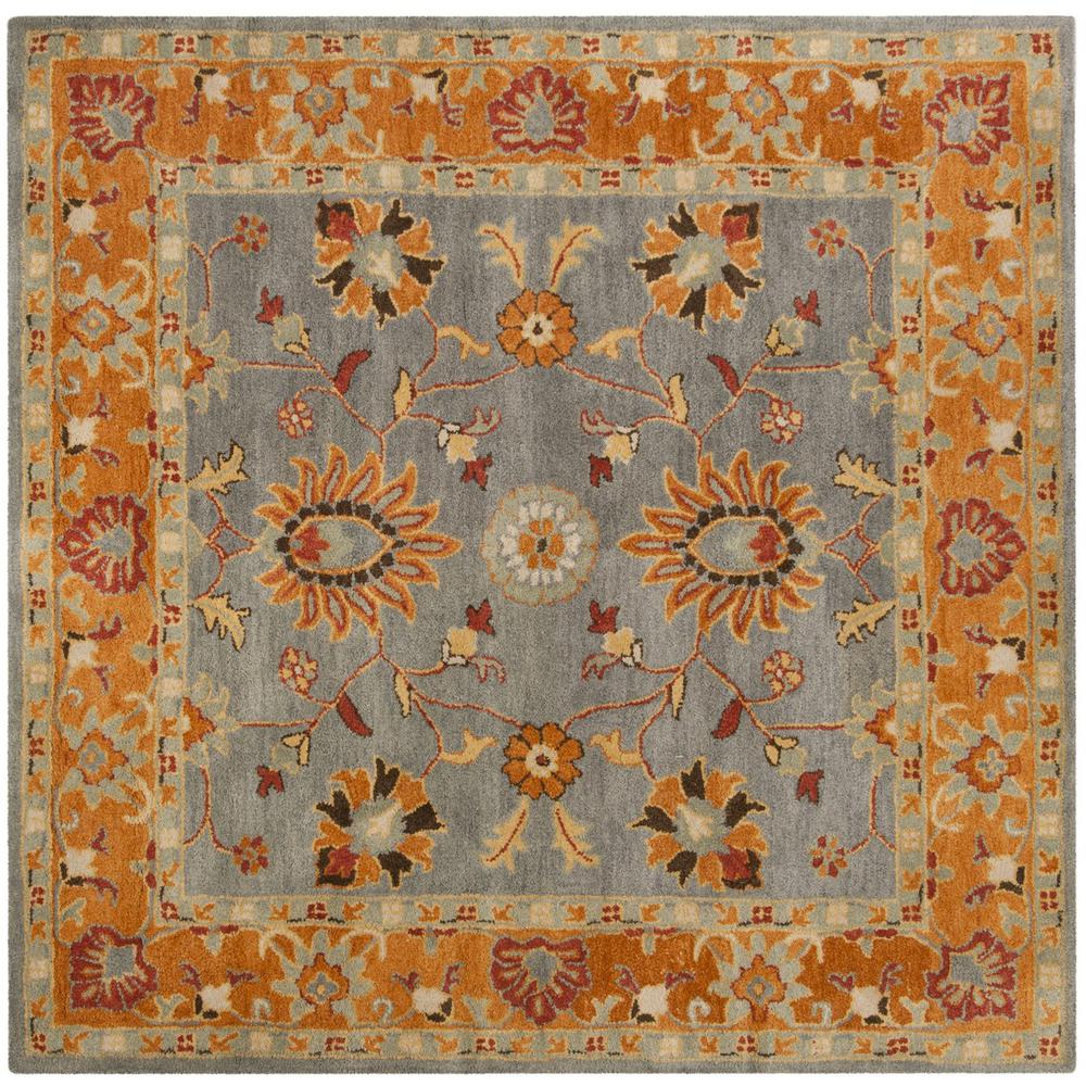 HERITAGE, BLUE / ORANGE, 6' X 6' Square, Area Rug