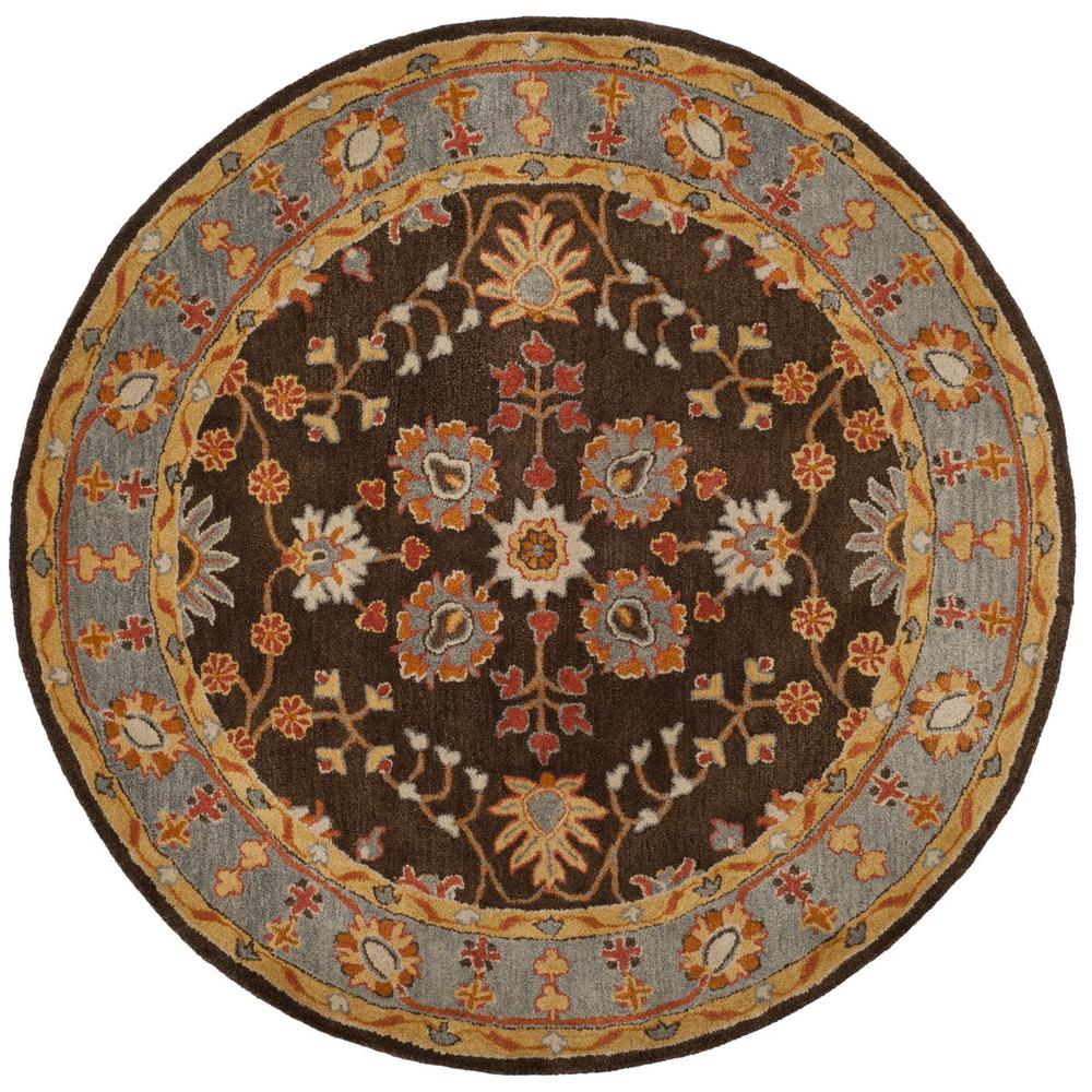 HERITAGE, CHARCOAL / BLUE, 6' X 6' Round, Area Rug, HG405A-6R