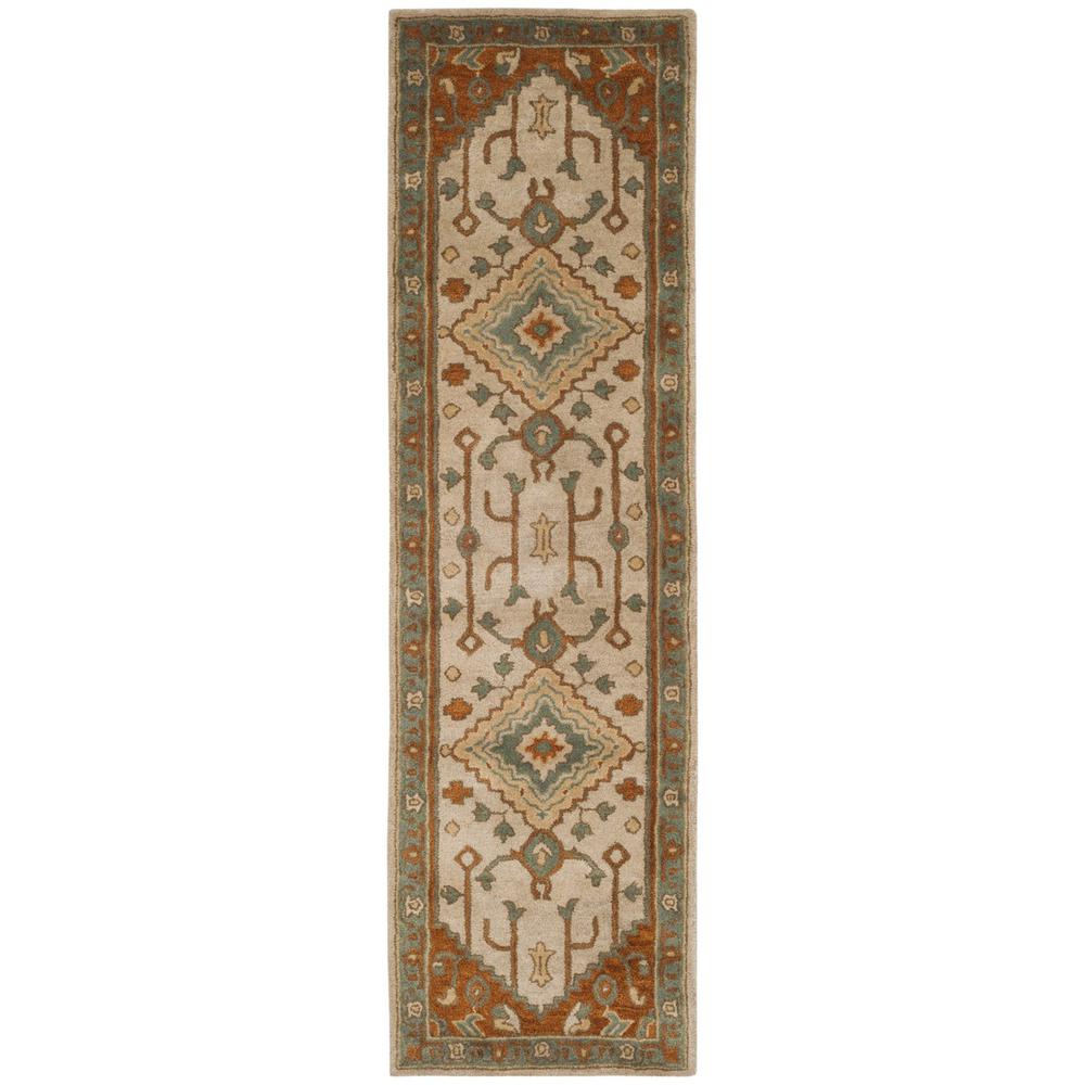 HERITAGE, LIGHT BLUE / RUST, 2'-3" X 8', Area Rug