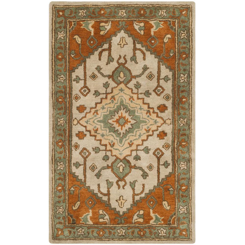 HERITAGE, LIGHT BLUE / RUST, 3' X 5', Area Rug