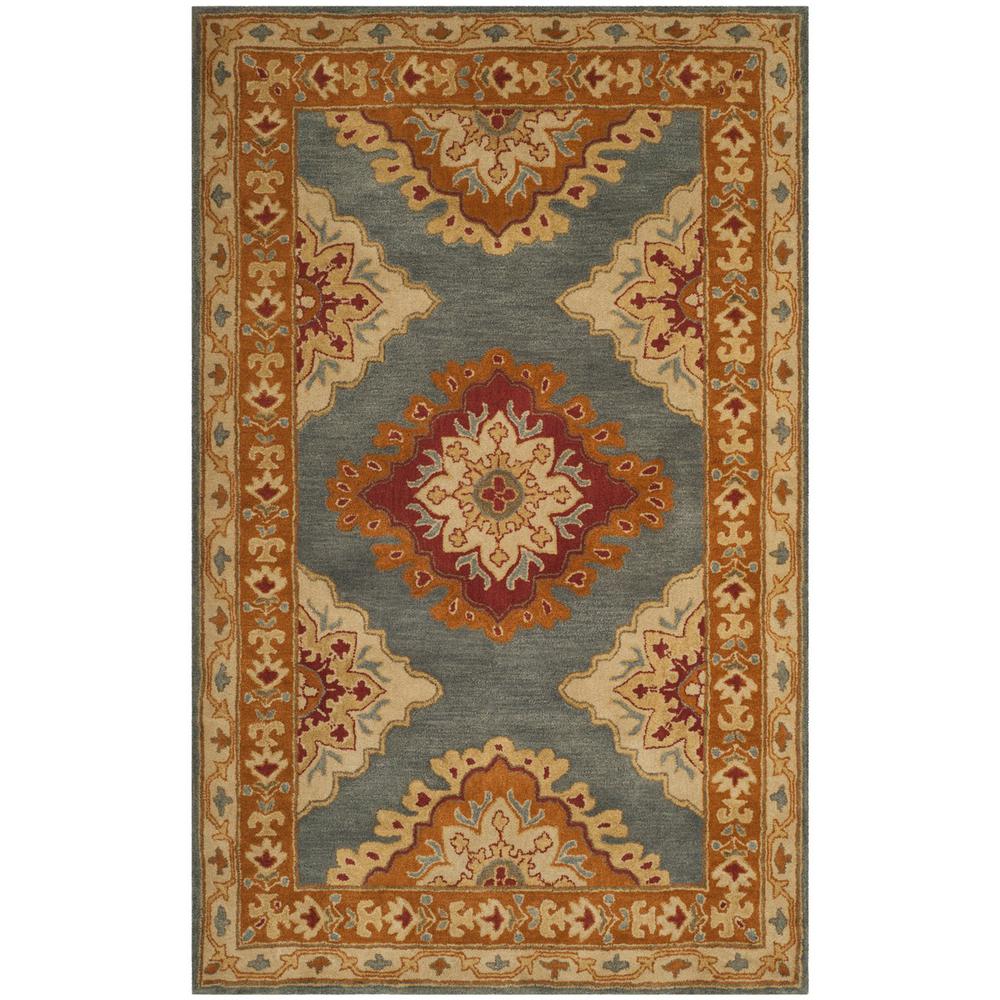 HERITAGE, BLUE / RUST, 5' X 8', Area Rug