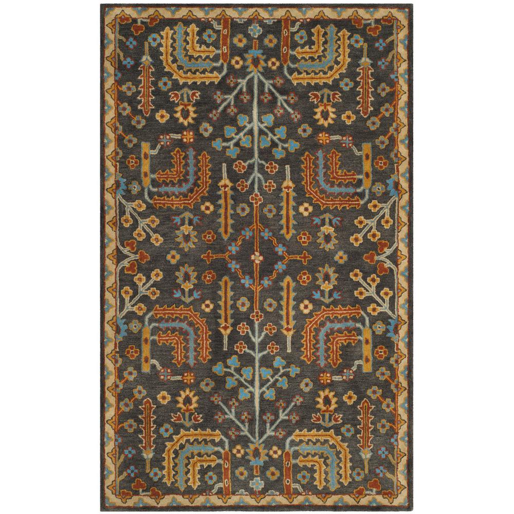HERITAGE, CHARCOAL / MULTI, 5' X 8', Area Rug, HG409A-5
