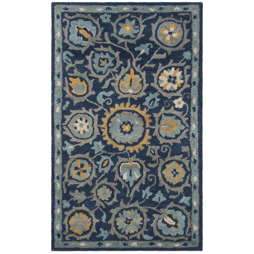 HERITAGE, NAVY / GOLD, 3' X 5', Area Rug