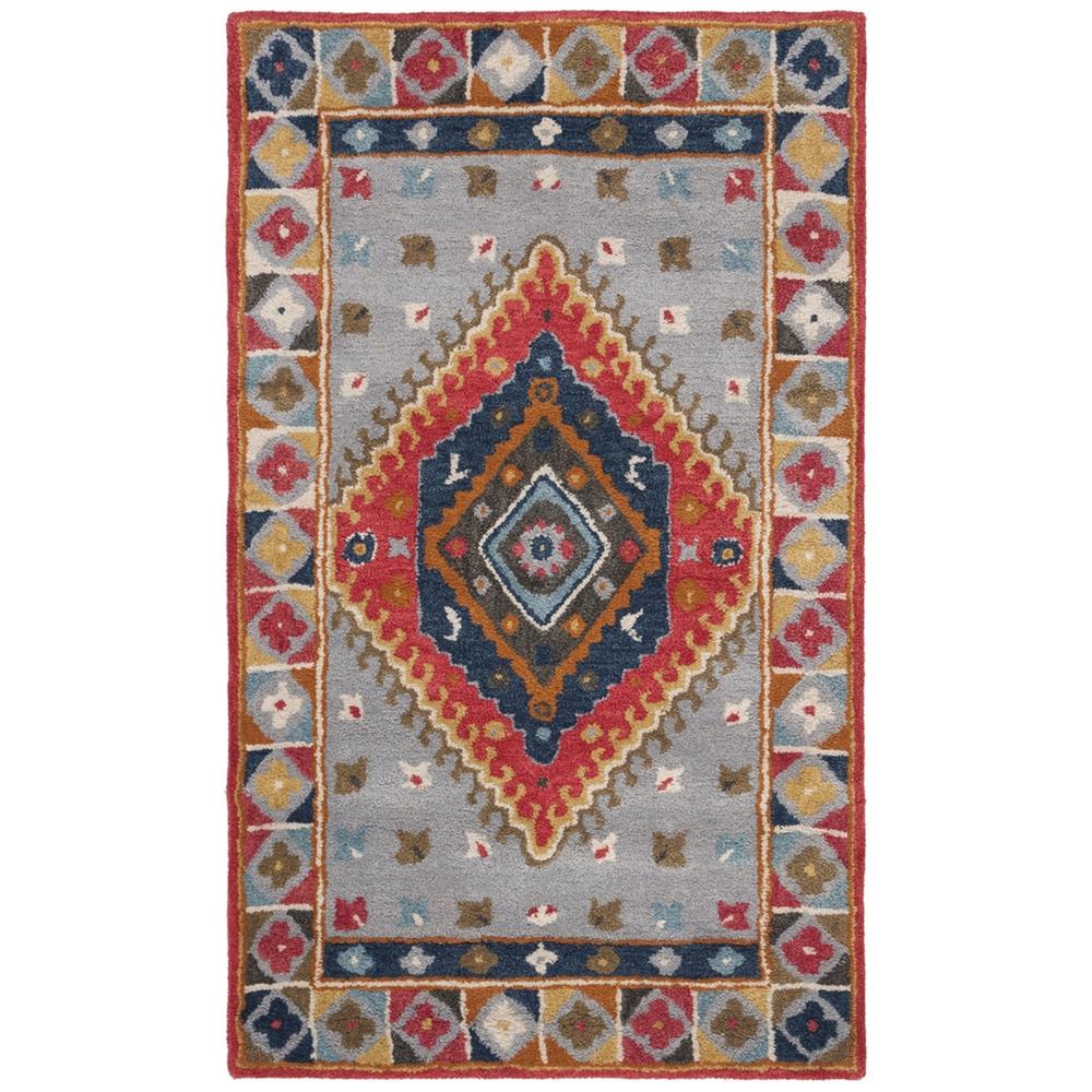 HERITAGE, GREY / RED, 3' X 5', Area Rug