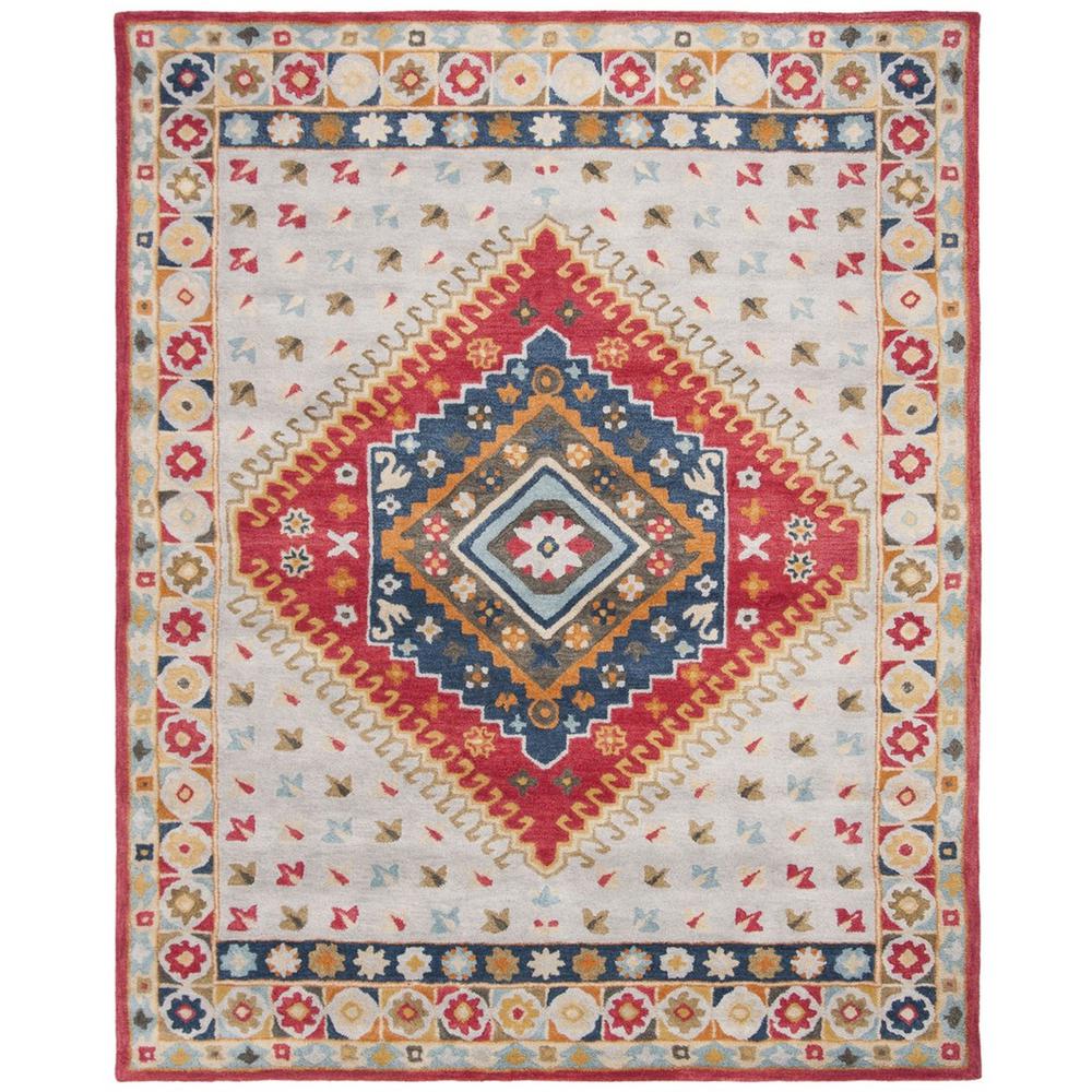 HERITAGE, GREY / RED, 8' X 10', Area Rug