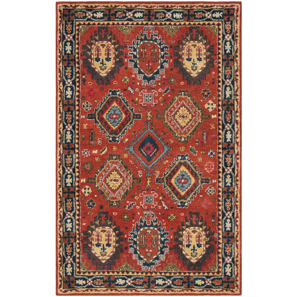 HERITAGE, RUST / NAVY, 5' X 8', Area Rug
