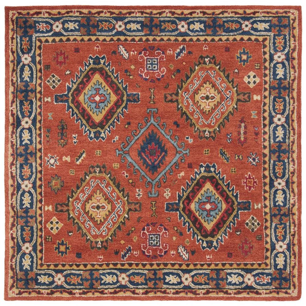 HERITAGE, RUST / NAVY, 6' X 6' Square, Area Rug