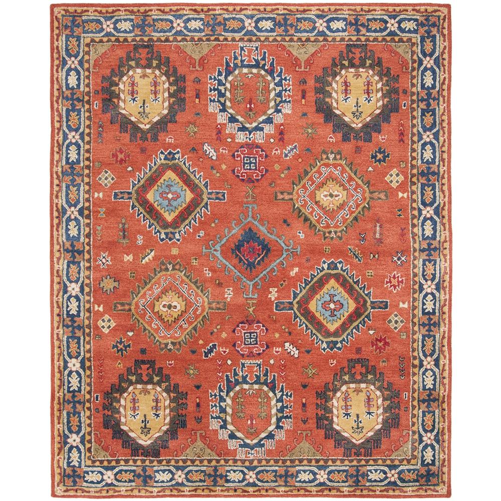 HERITAGE, RUST / NAVY, 8' X 10', Area Rug
