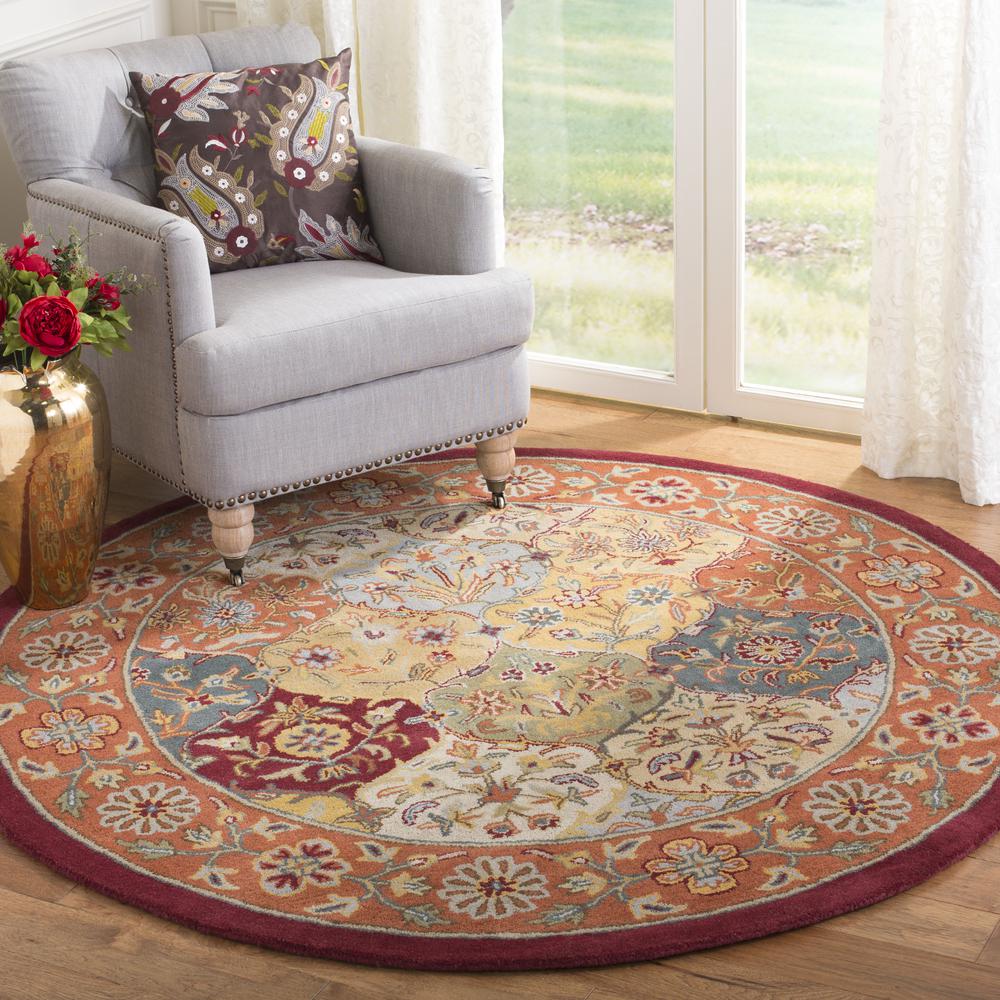 HERITAGE, MULTI / RED, 6'-0" X 6'-0" Round, Area Rug