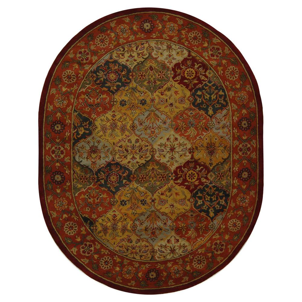 HERITAGE, MULTI / RED, 7'-6" X 9'-6" Oval, Area Rug