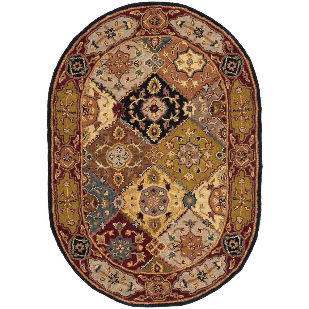 HERITAGE, MULTI / RED, 4'-6" X 6'-6" Oval, Area Rug