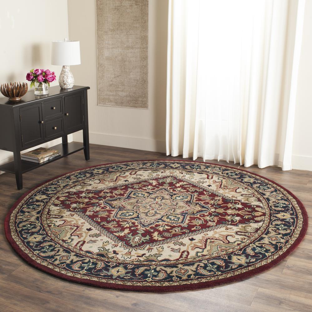 HERITAGE, RED, 8' X 8' Round, Area Rug