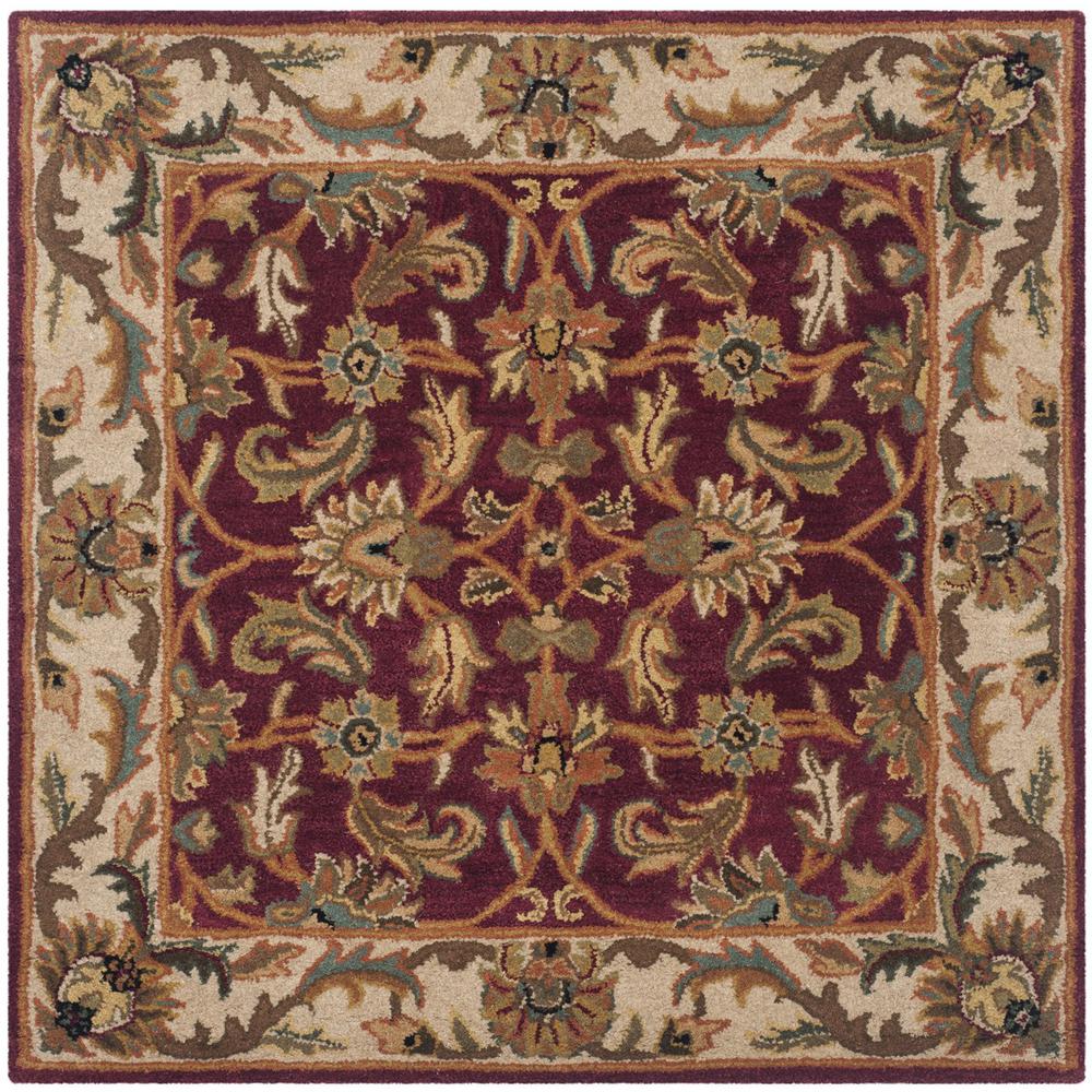 HERITAGE, RED / IVORY, 4' X 4' Square, Area Rug