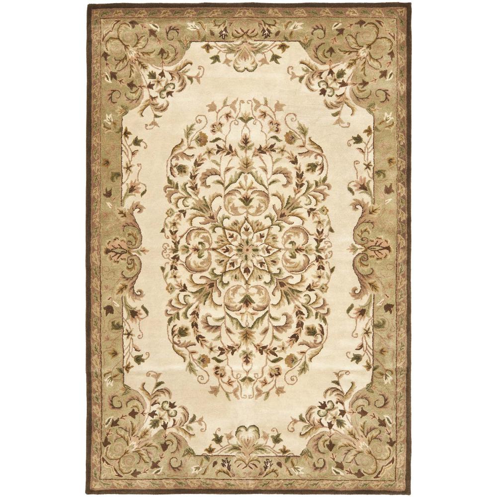 HERITAGE, BEIGE / GREEN, 6'-0" X 9'-0", Area Rug