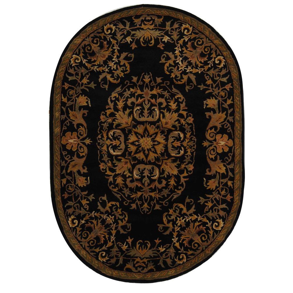 HERITAGE, BLACK, 4'-6" X 6'-6" Oval, Area Rug, HG640B-5OV