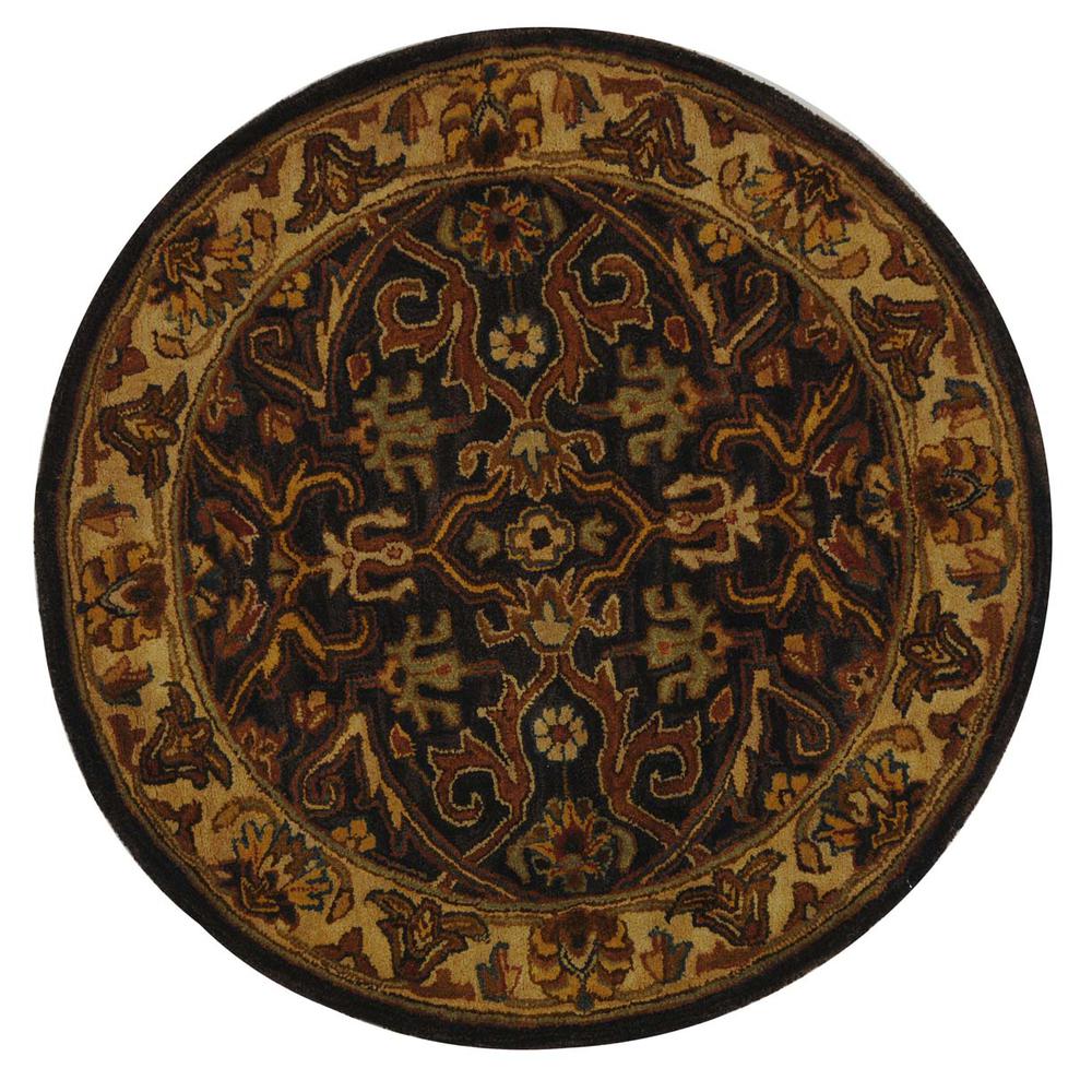 HERITAGE, CHARCOAL / BEIGE, 3'-6" X 3'-6" Round, Area Rug