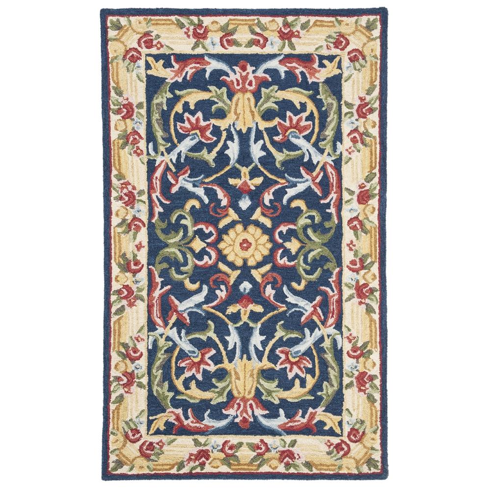 HERITAGE, NAVY / IVORY, 3' X 5', Area Rug