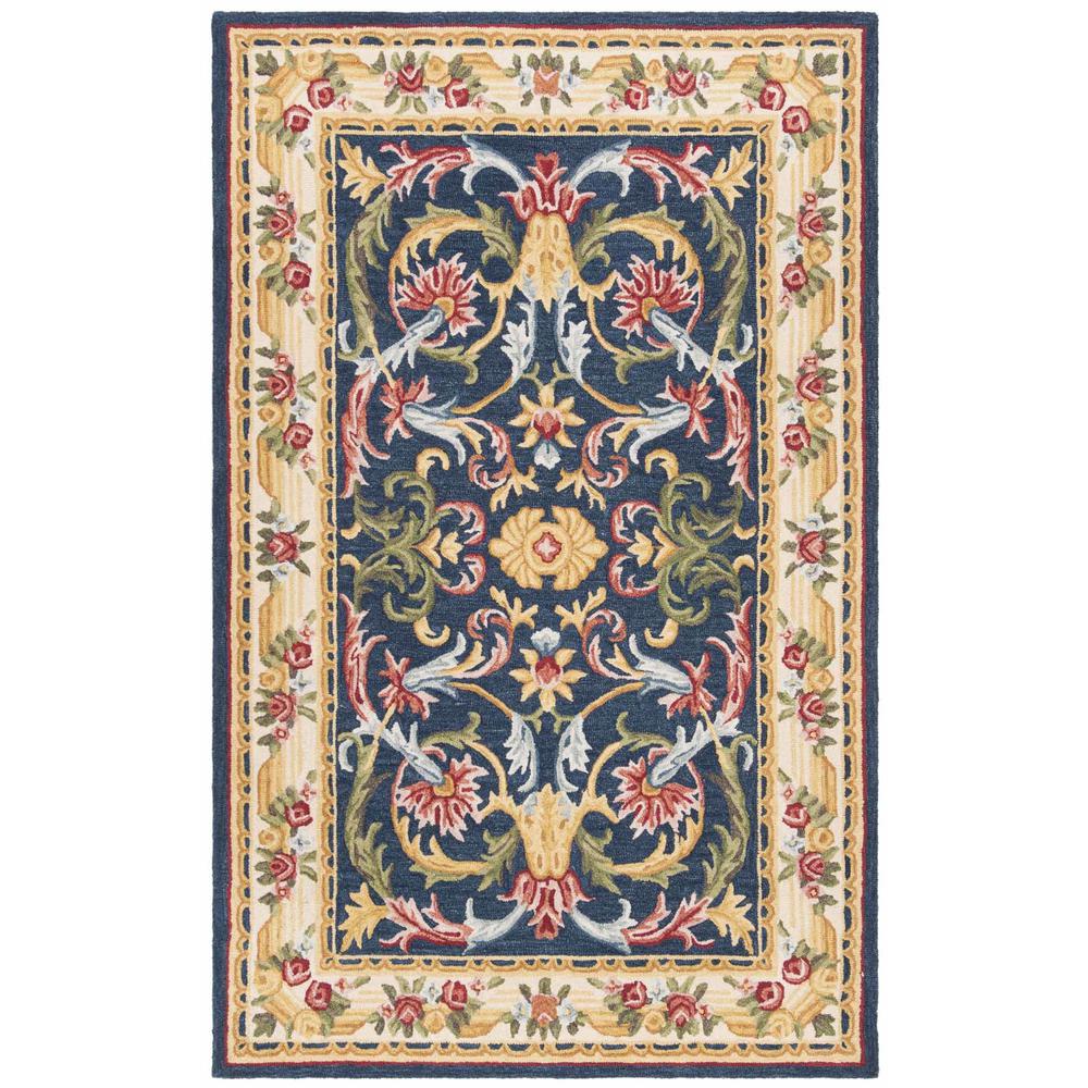 HERITAGE, NAVY / IVORY, 5' X 8', Area Rug