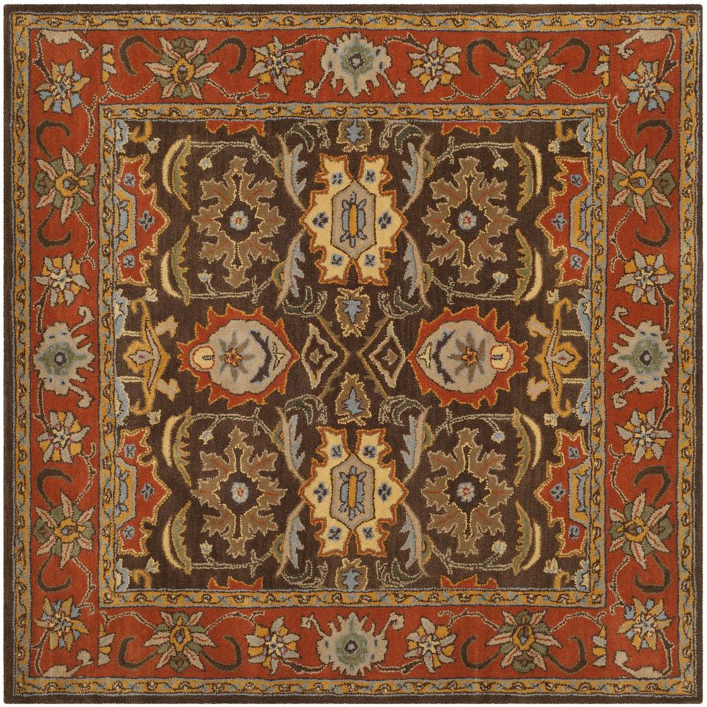HERITAGE, CHOCOLATE / TANGERINE, 6' X 6' Square, Area Rug