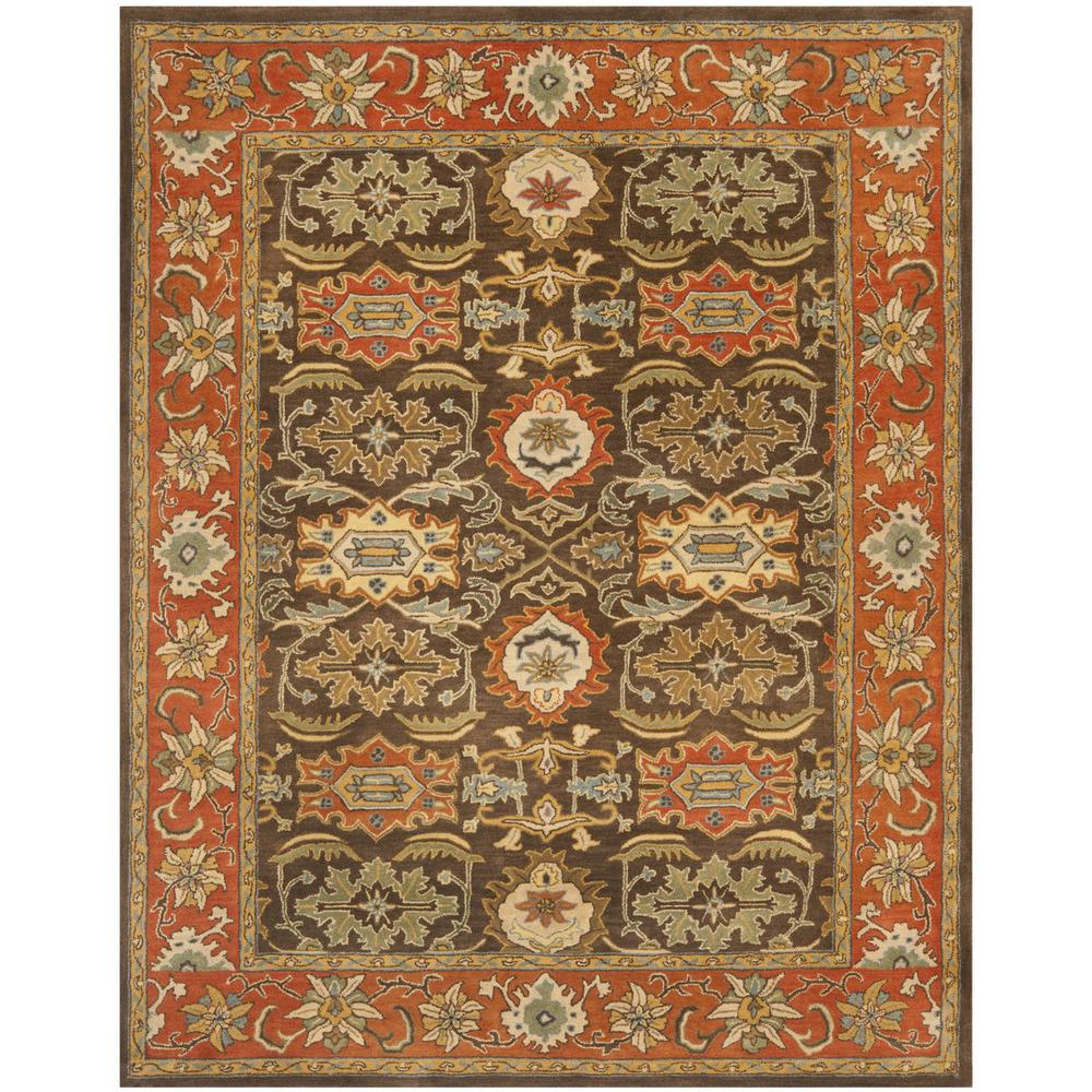 HERITAGE, CHOCOLATE / TANGERINE, 7'-6" X 9'-6", Area Rug