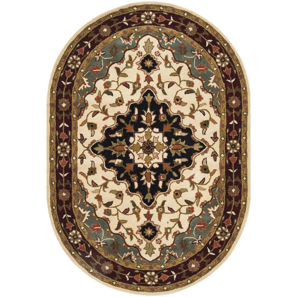 HERITAGE, IVORY / RED, 4'-6" X 6'-6" Oval, Area Rug