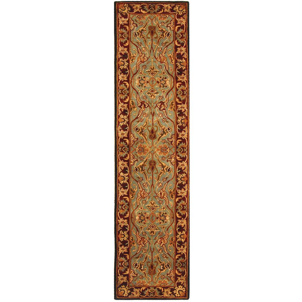 HERITAGE, LIGHT BLUE / RED, 2'-3" X 10', Area Rug