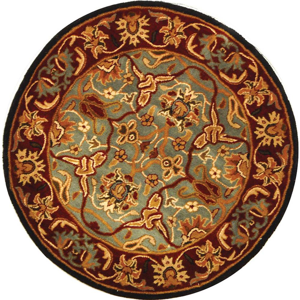 HERITAGE, LIGHT BLUE / RED, 3'-6" X 3'-6" Round, Area Rug