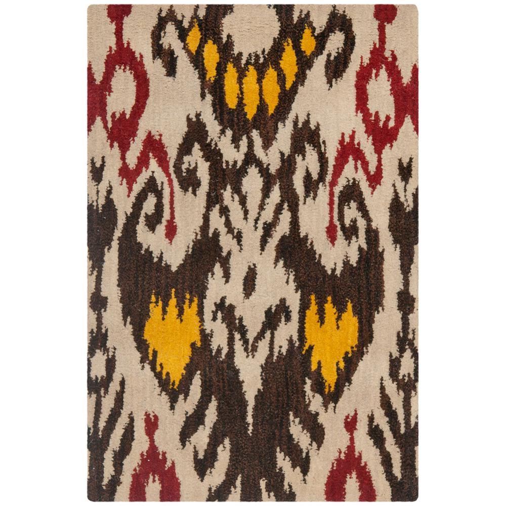 IKAT, BEIGE / BROWN, 2' X 3', Area Rug