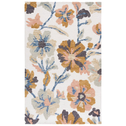 Safavieh Jardin Transitional Floral Hand-Tufted Wool Rug - Ivory / Blue - 5'-0"