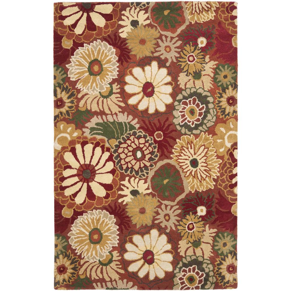 JARDIN, ORANGE / MULTI, 5' X 8', Area Rug