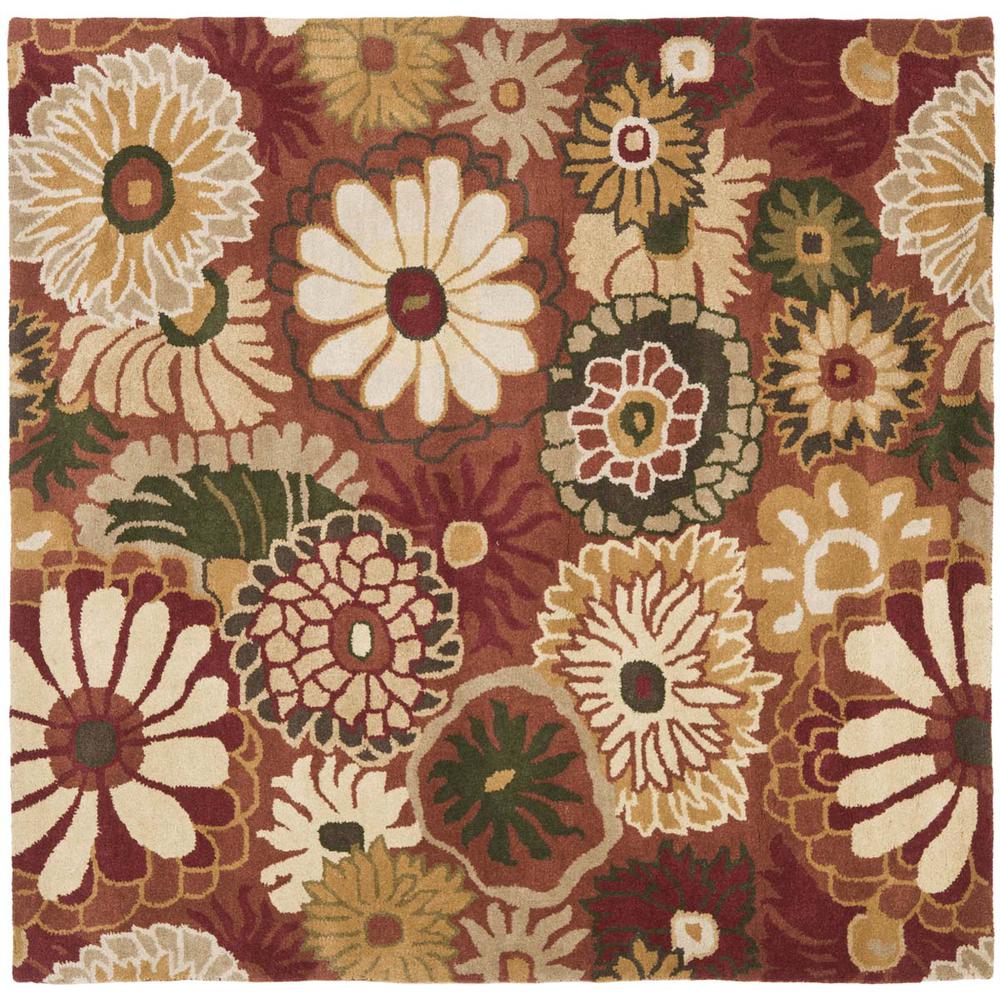 JARDIN, ORANGE / MULTI, 6' X 6' Square, Area Rug
