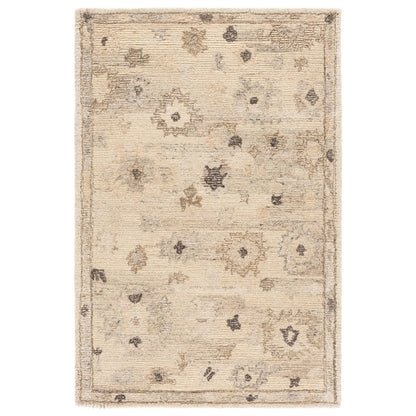 Kenya Distressed Medallion Hand-Tufted Wool Rug - Natural / Ivory