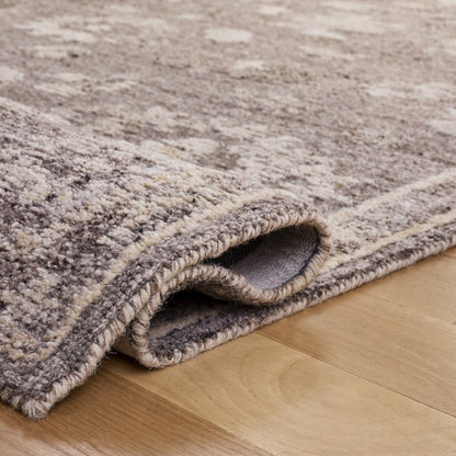 Kenya Distressed Medallion Hand-Tufted Wool Rug - Grey / Ivory - 5'-0"