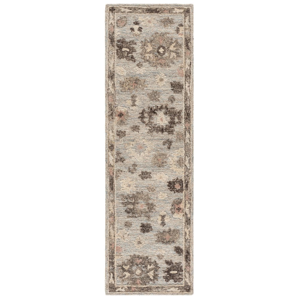 Kenya Distressed Medallion Hand-Tufted Wool Rug - Light Blue / Ivory