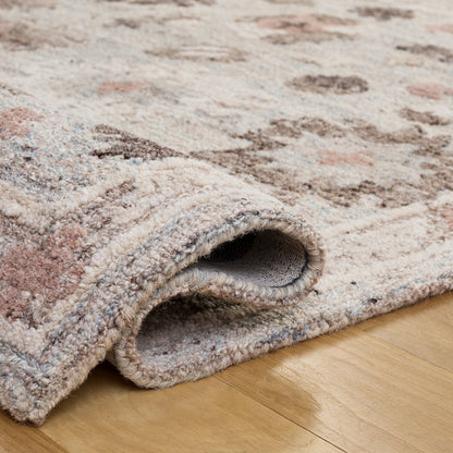 Kenya Distressed Medallion Hand-Tufted Wool Rug - Light Blue / Ivory
