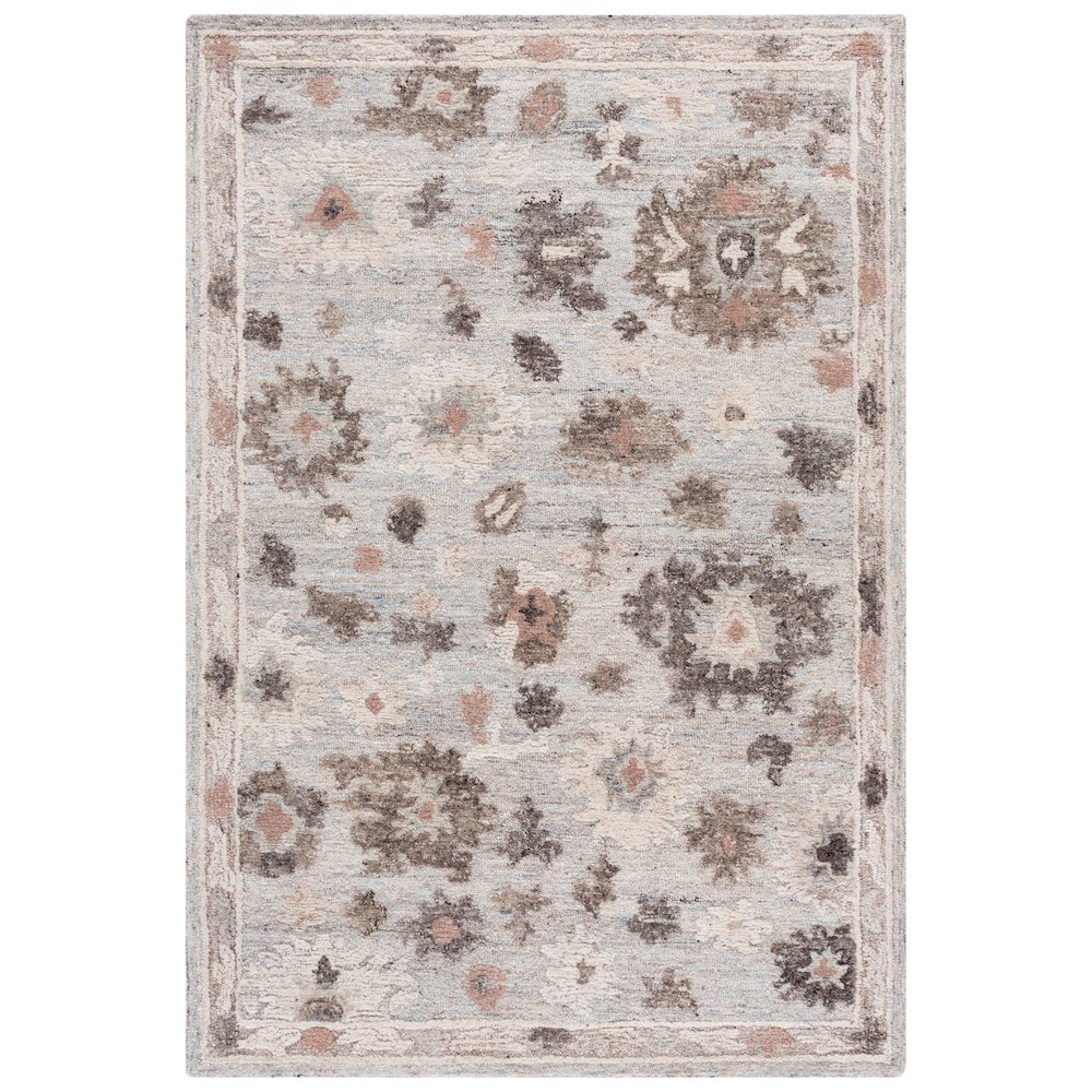 Kenya Distressed Medallion Hand-Tufted Wool Rug - Light Blue / Ivory