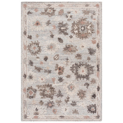 Kenya Distressed Medallion Hand-Tufted Wool Rug - Light Blue / Ivory