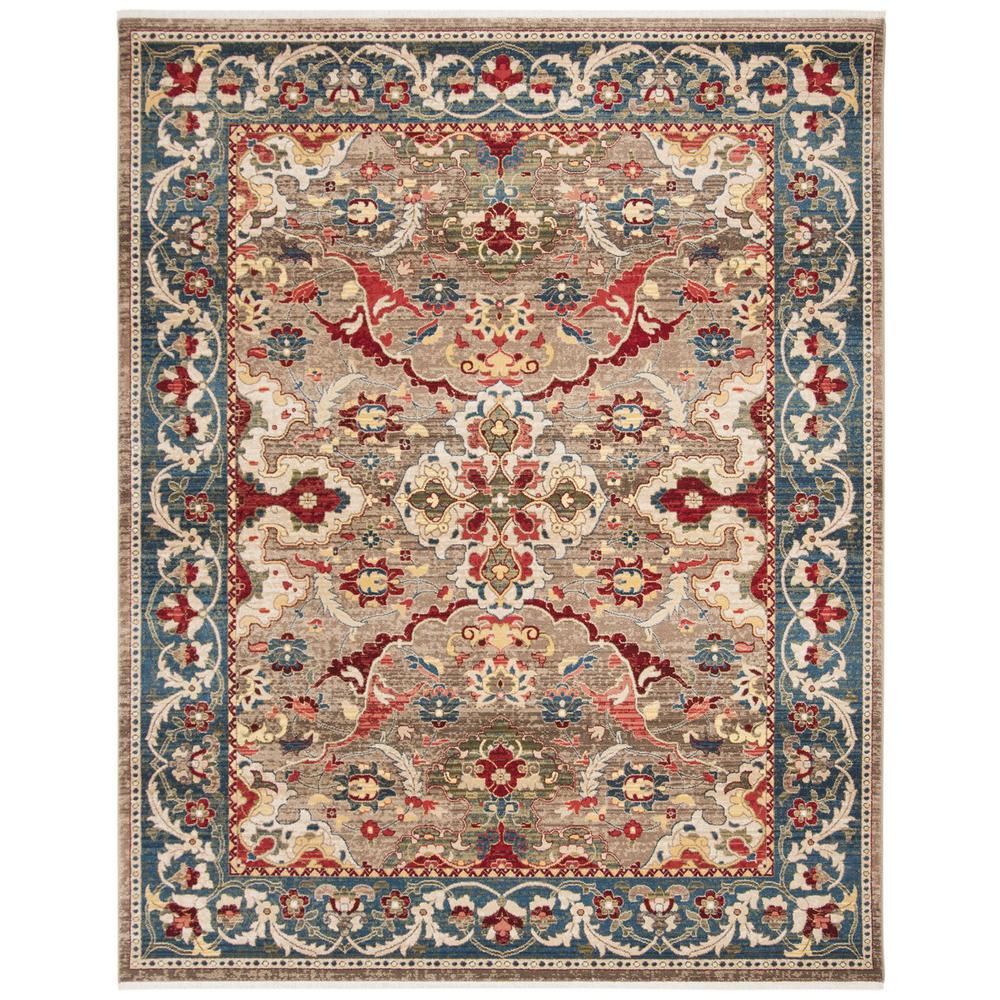 KASHAN, TAUPE / BLUE, 8' X 10', Area Rug