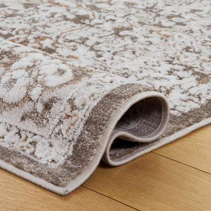 Leonette Distressed Medallion Rug - Brown / Ivory - 2'-0" x 8'-0"
