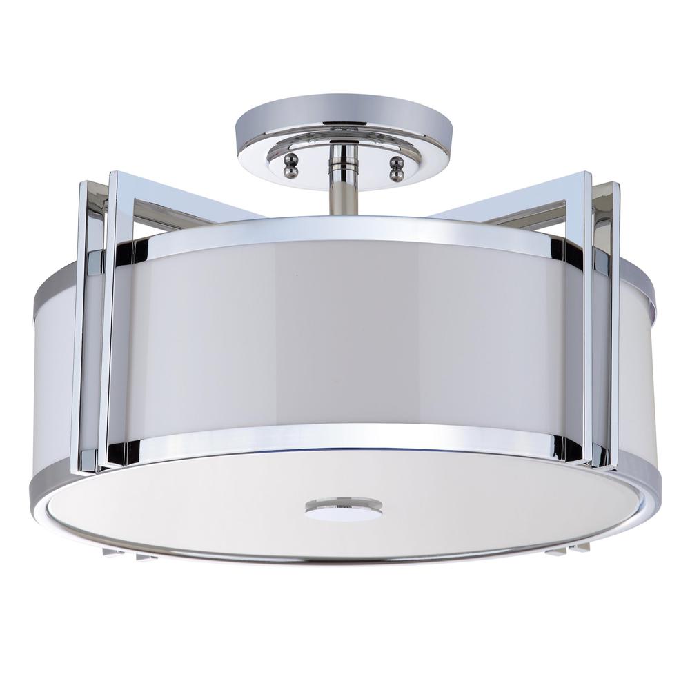Dark Grey 3 Light Chrome 17-Inch Dia Semi Flush, Chrome