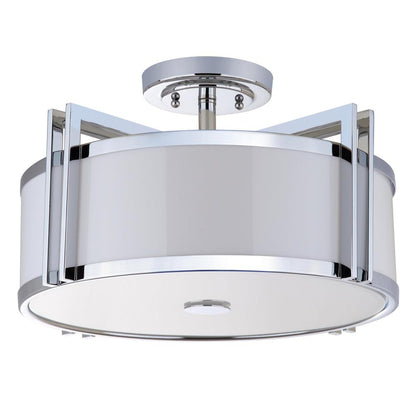 Dark Grey 3 Light Chrome 17-Inch Dia Semi Flush, Chrome