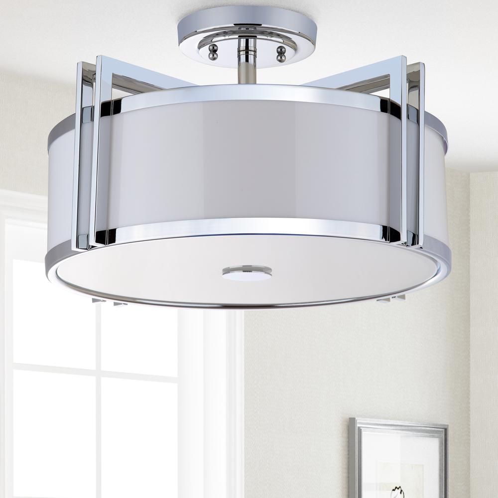 Dark Grey 3 Light Chrome 17-Inch Dia Semi Flush, Chrome