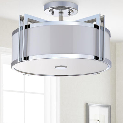 Dark Grey 3 Light Chrome 17-Inch Dia Semi Flush, Chrome
