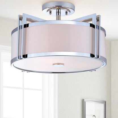 Dark Grey 3 Light Chrome 17-Inch Dia Semi Flush, Chrome