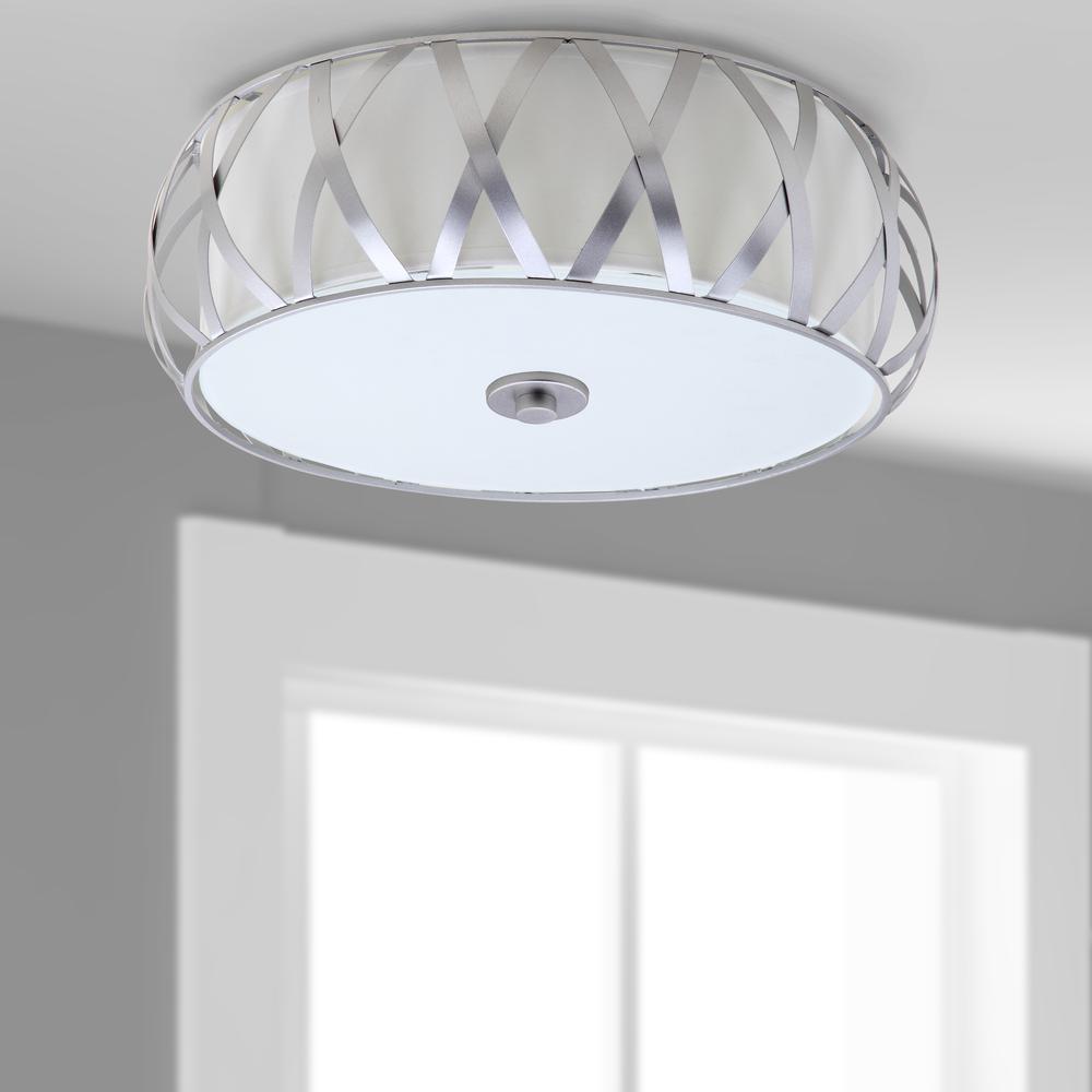 Charing 2 Light Chrome 15.4-Inch Dia Cross Flush Mount, Chrome