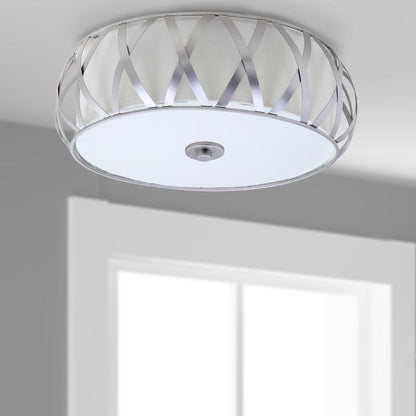 Charing 2 Light Chrome 15.4-Inch Dia Cross Flush Mount, Chrome