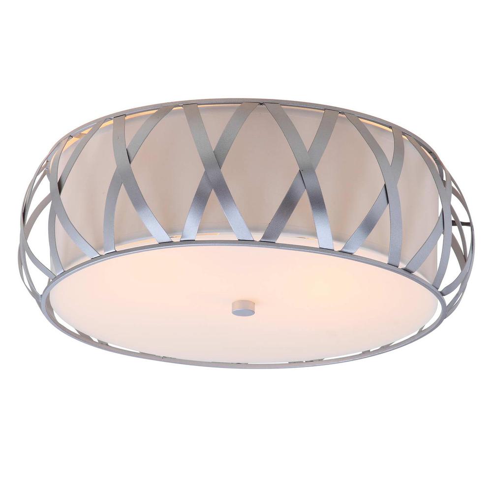 Charing 2 Light Chrome 15.4-Inch Dia Cross Flush Mount, Chrome
